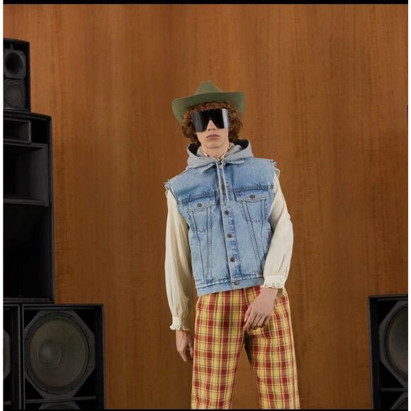 Gucci Men Size 48/ M Denim Gilet Vest Jacket Hooded Hollywood Babylon NWT $3150 - Picture 4 of 16